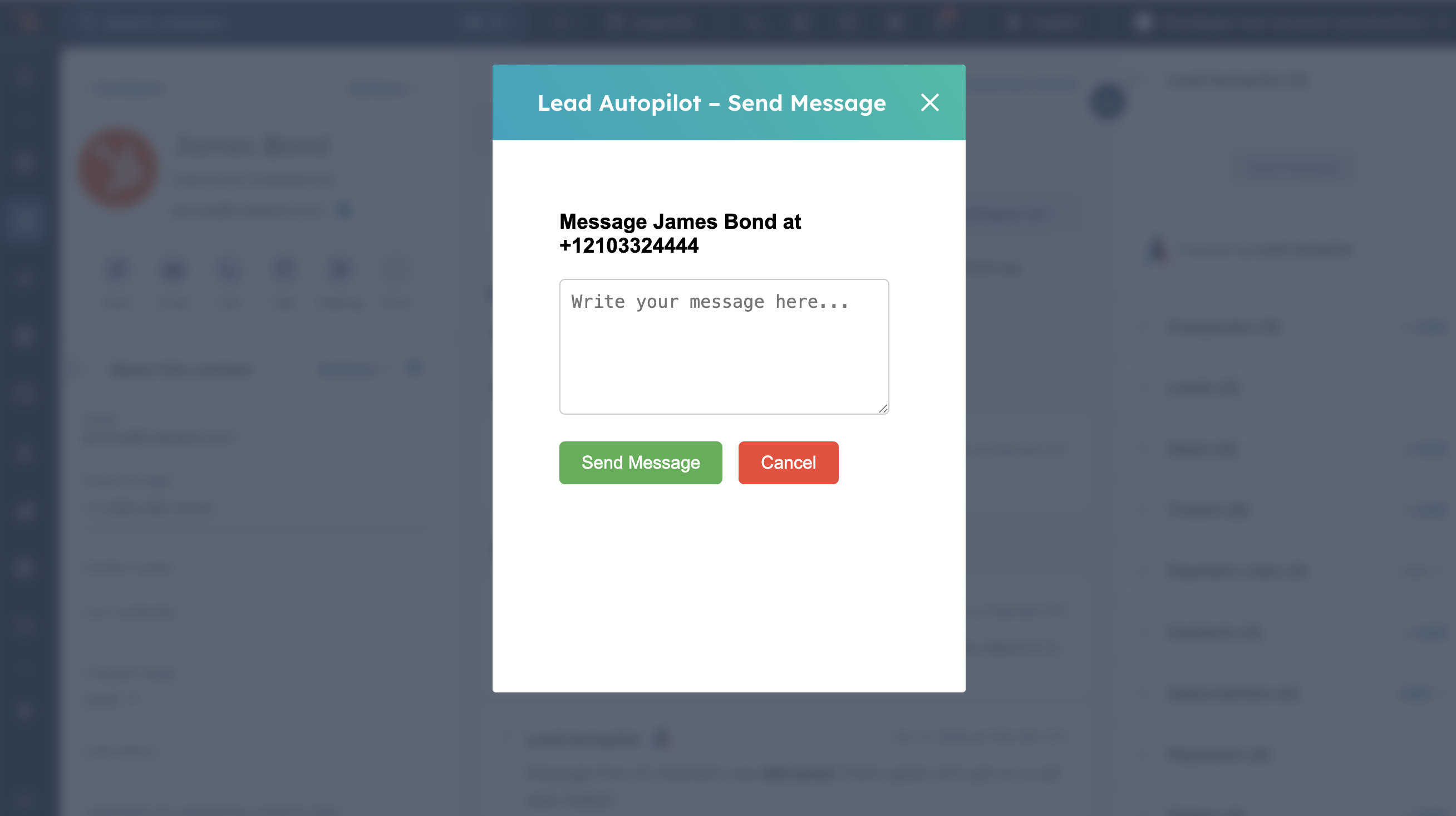 Reflekt Legal messaging panel inside a HubSpot contact record for AI-powered outreach